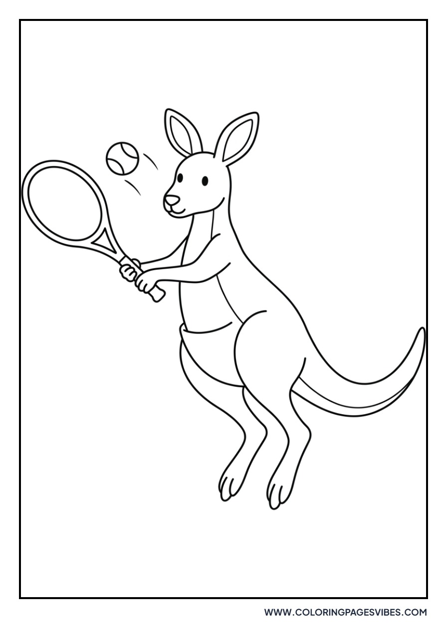 Kangaroo Playing Tennis