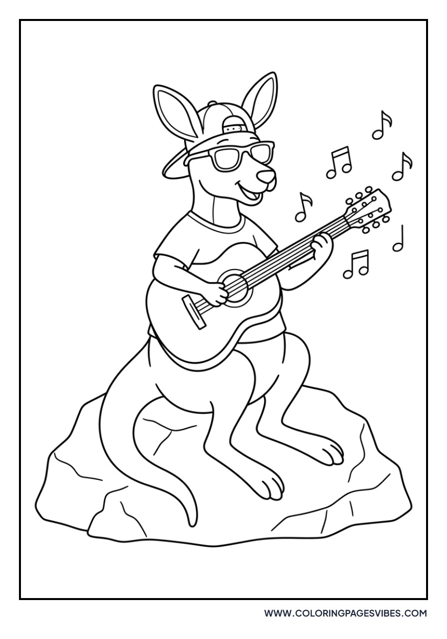Kangaroo Playing the Guitar