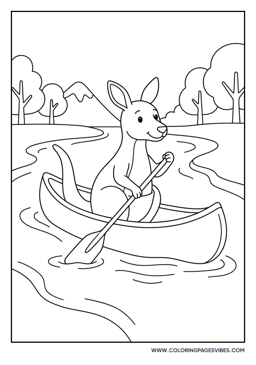 Kangaroo Sitting in a Canoe