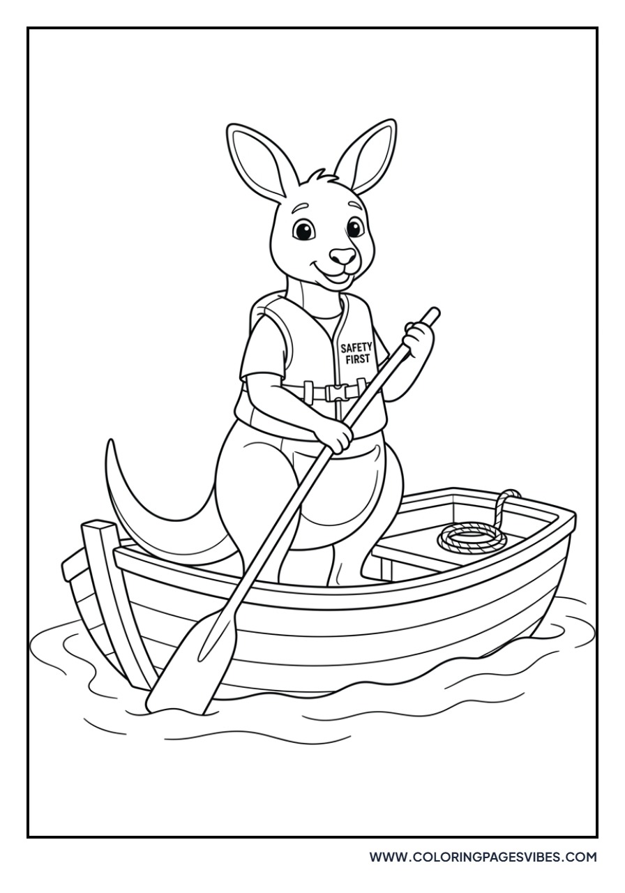 Kangaroo Wearing a Life Jacket