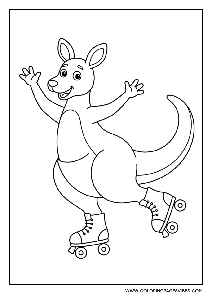Kangaroo Wearing Roller Skates