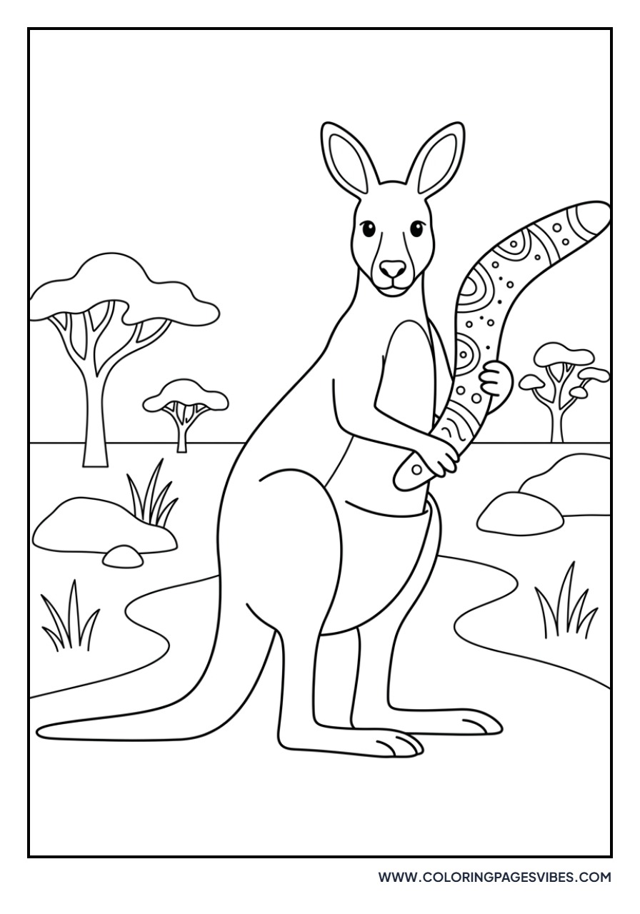 Kangaroo with a Boomerang
