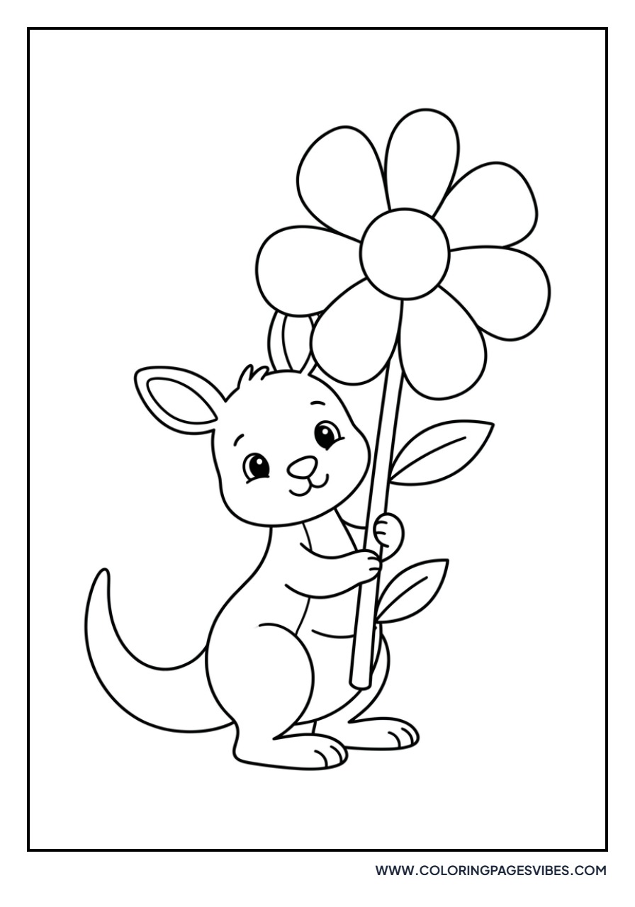 Kangaroo with a Giant Flower