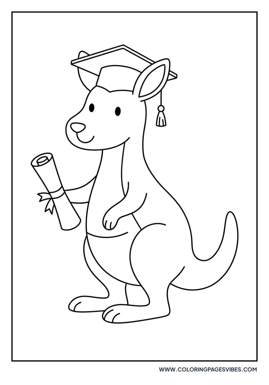 Kangaroo with a Graduation Cap