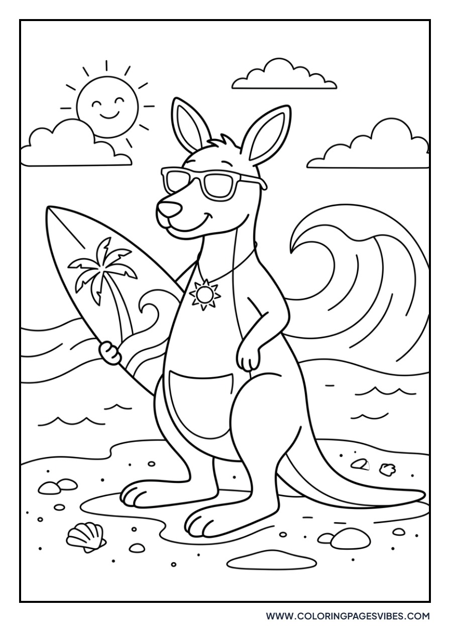 Kangaroo with a Surfboard