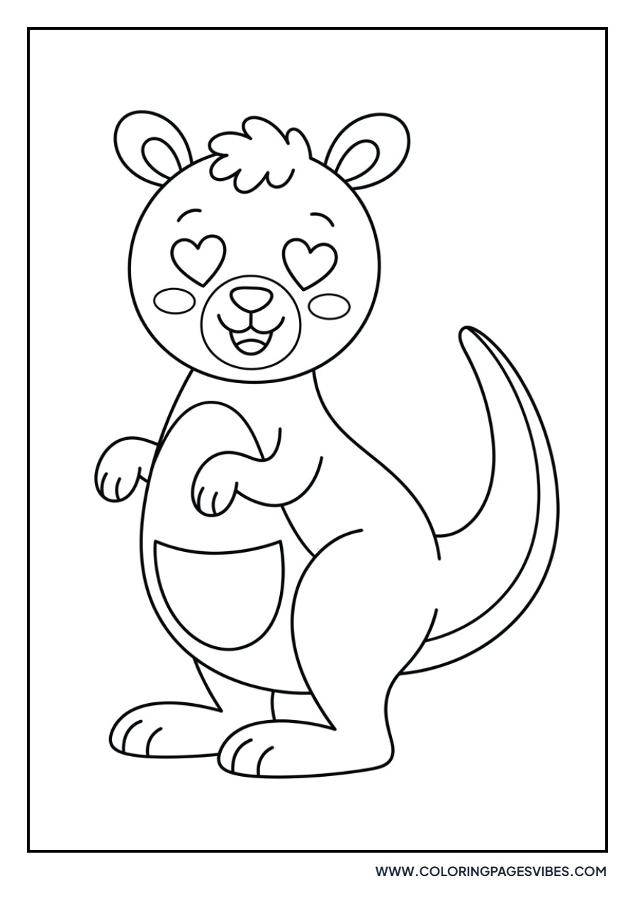 Kangaroo with Heart Eyes