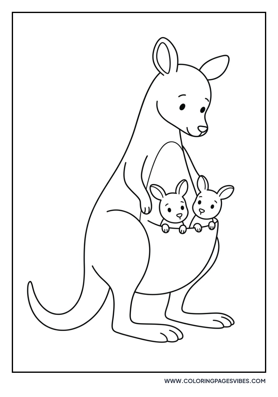 Mother Kangaroo with Twin Joeys