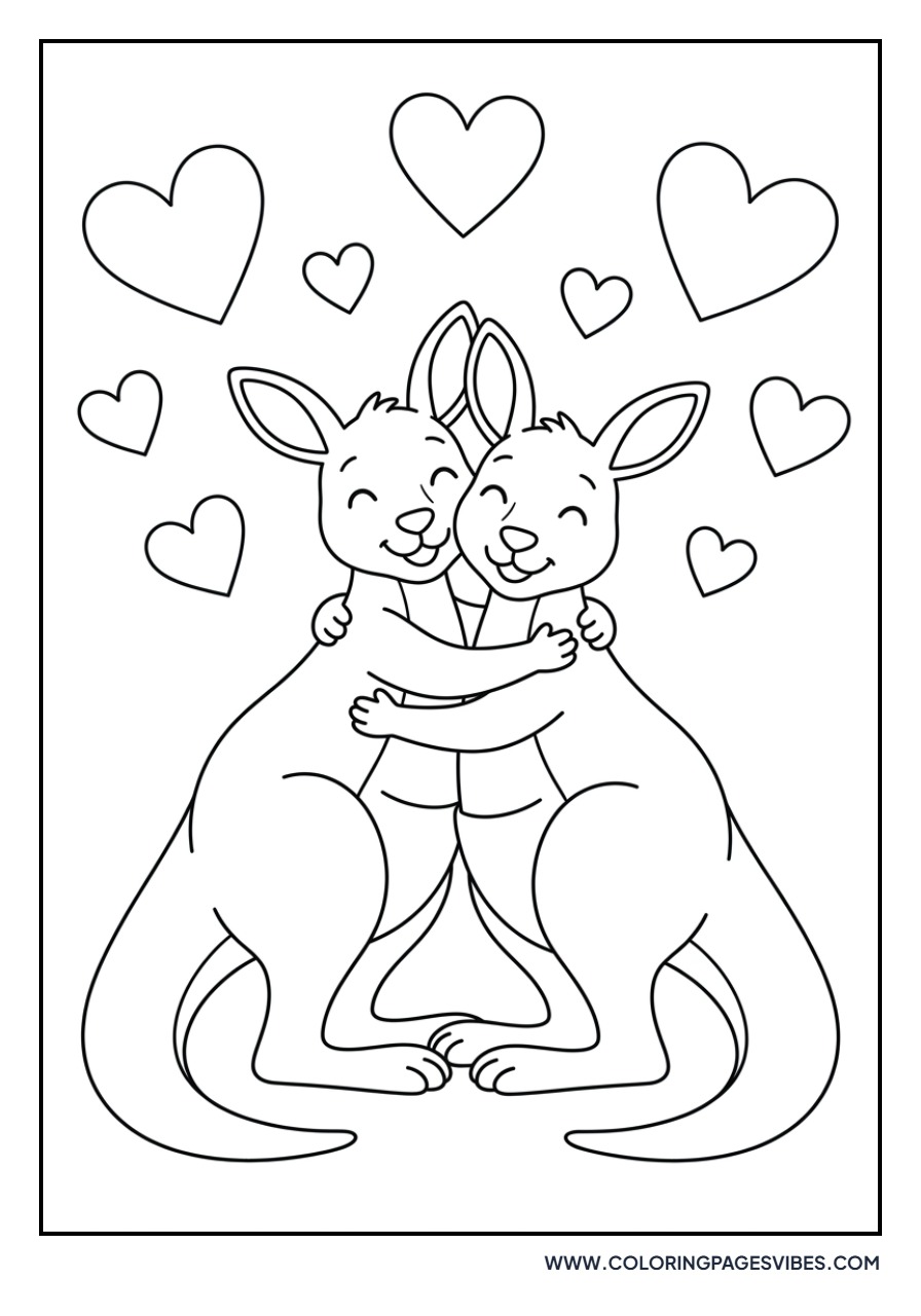 Two Kangaroos Hugging