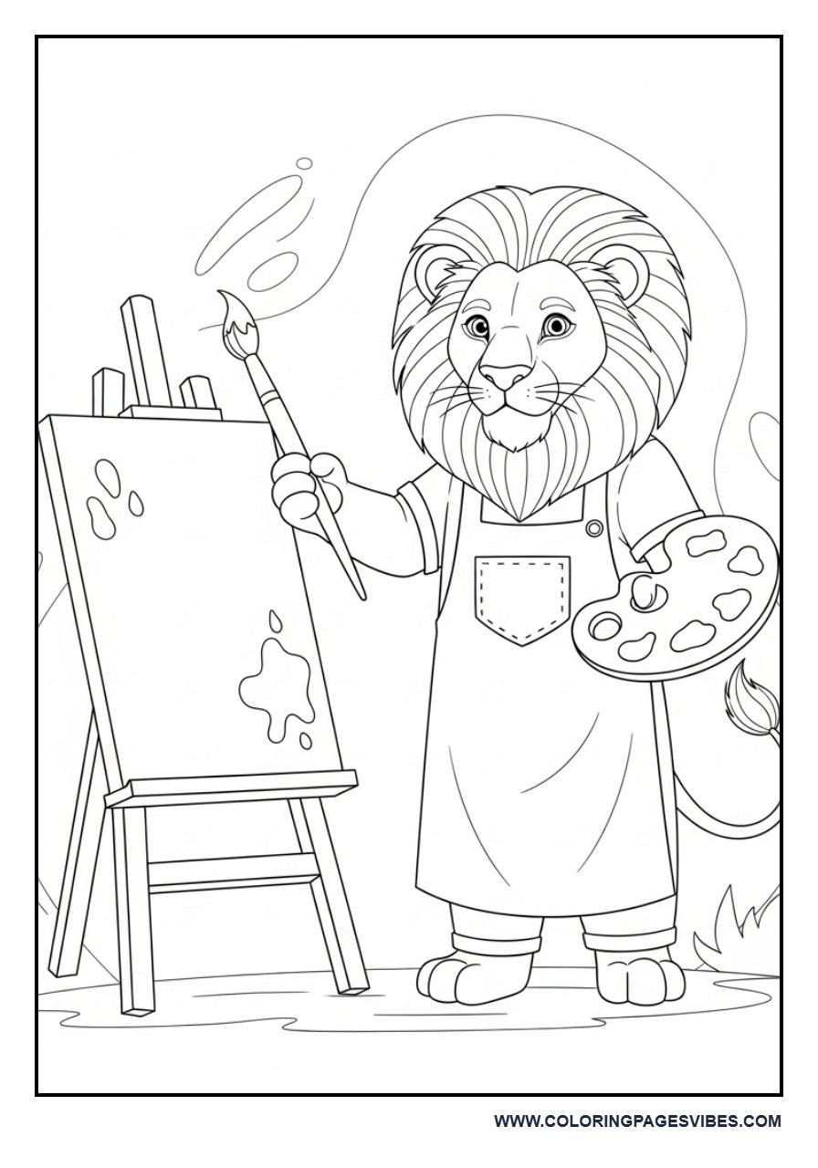 Artist Lion Painting