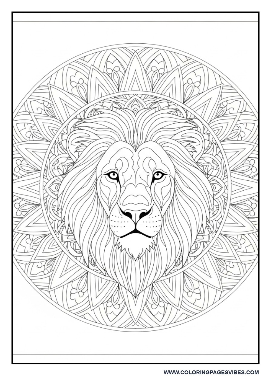 Circular Mandala Lion Design