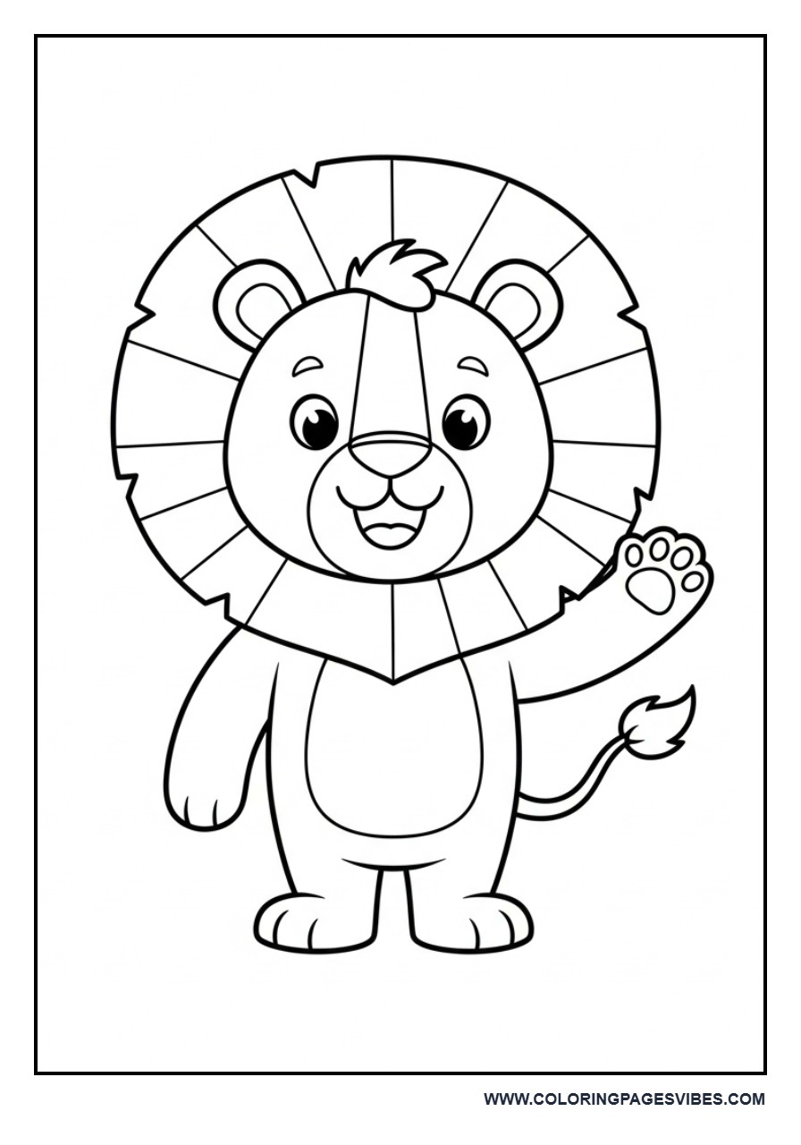 Friendly Lion Waving