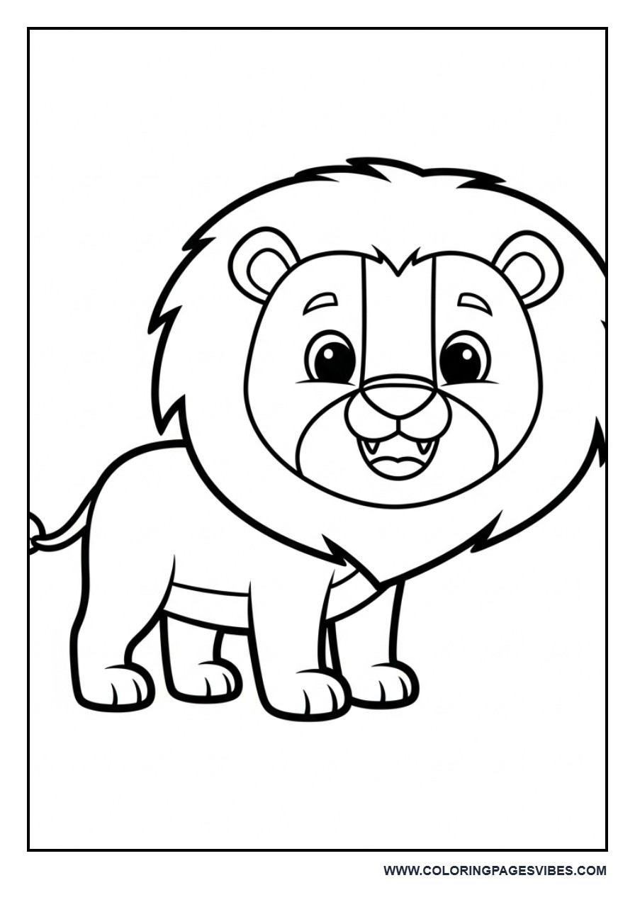 Happy Cartoon Lion Standing