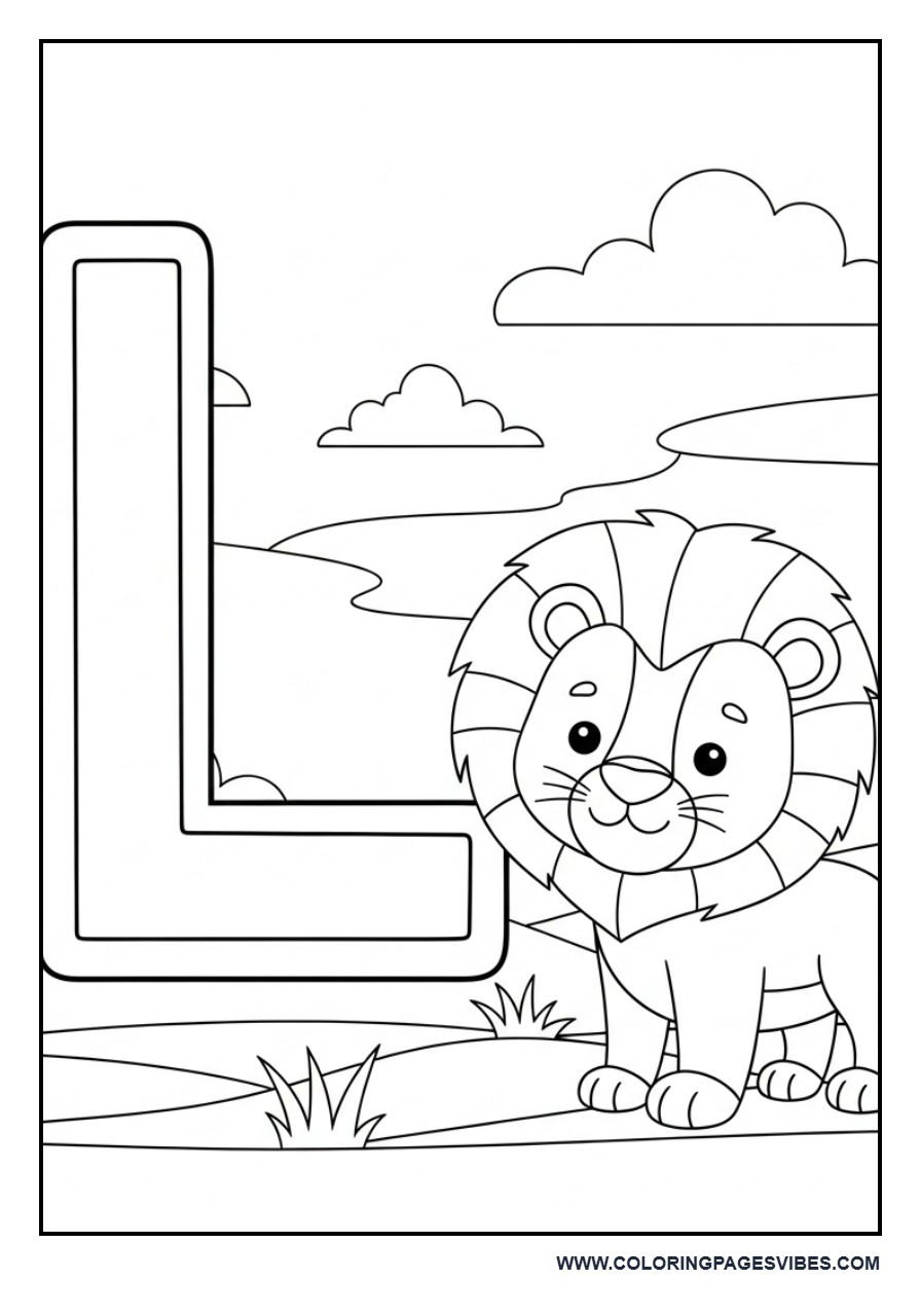 L for Lion Alphabet Page