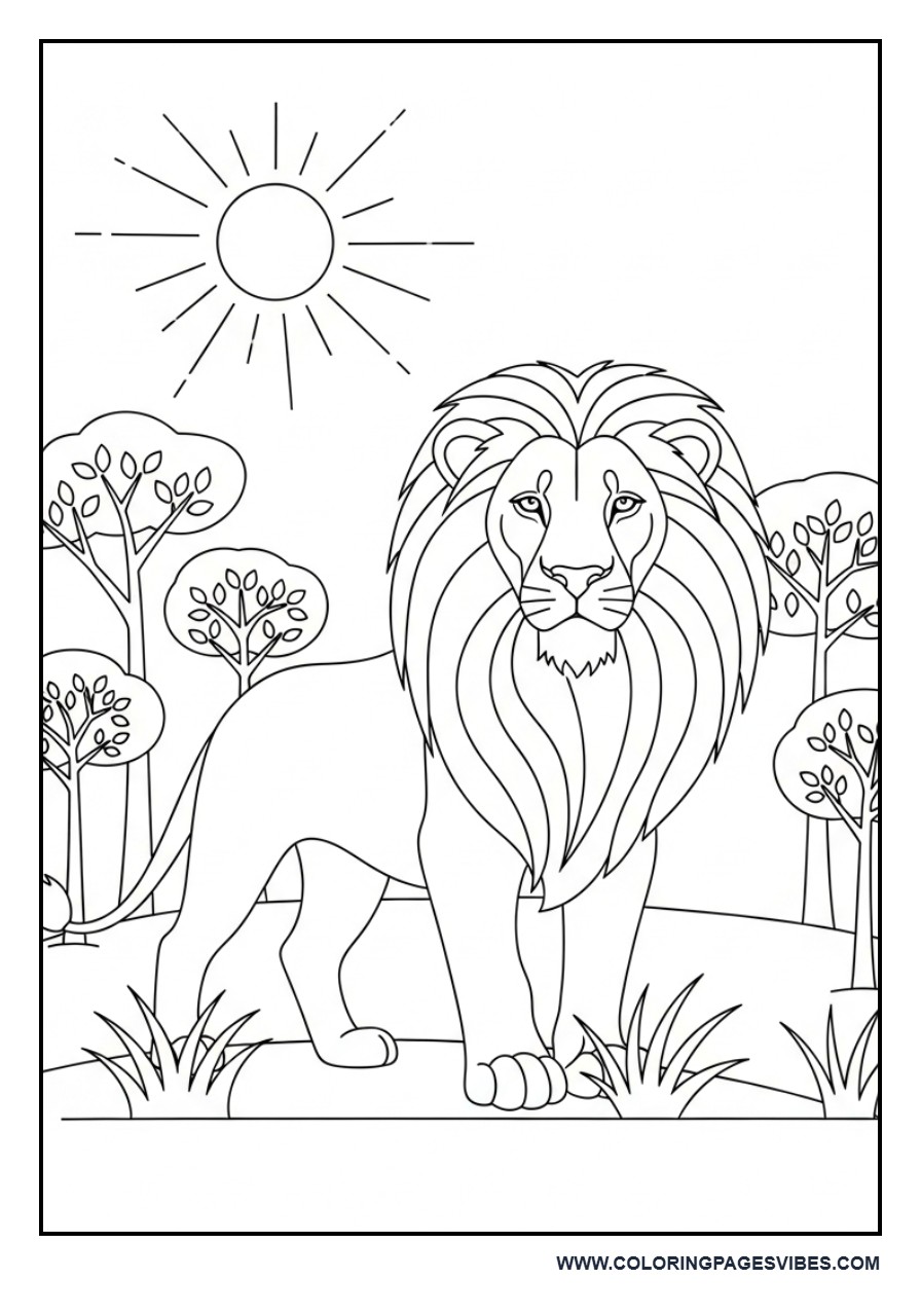 Lion and Habitat Matching Scene