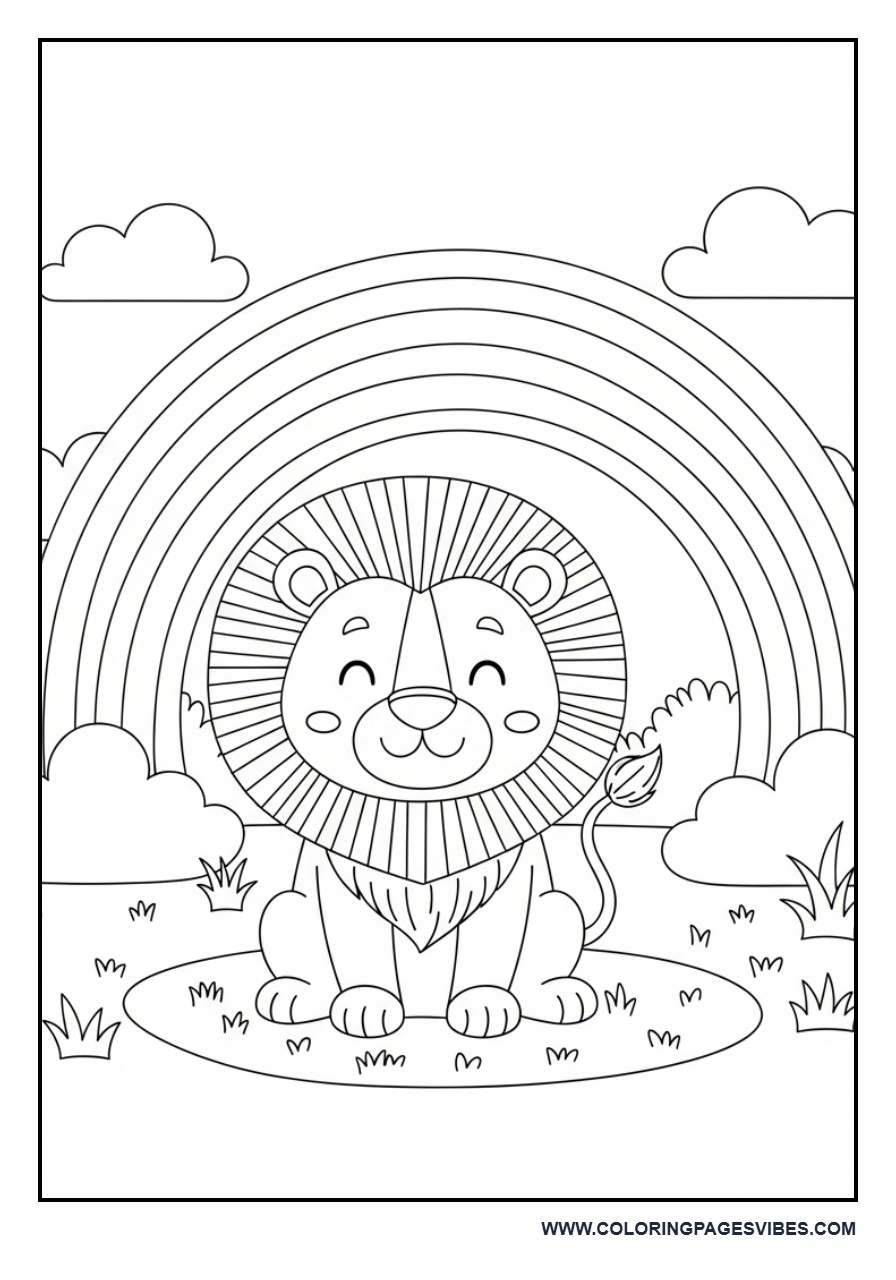 Lion and Rainbow Scene
