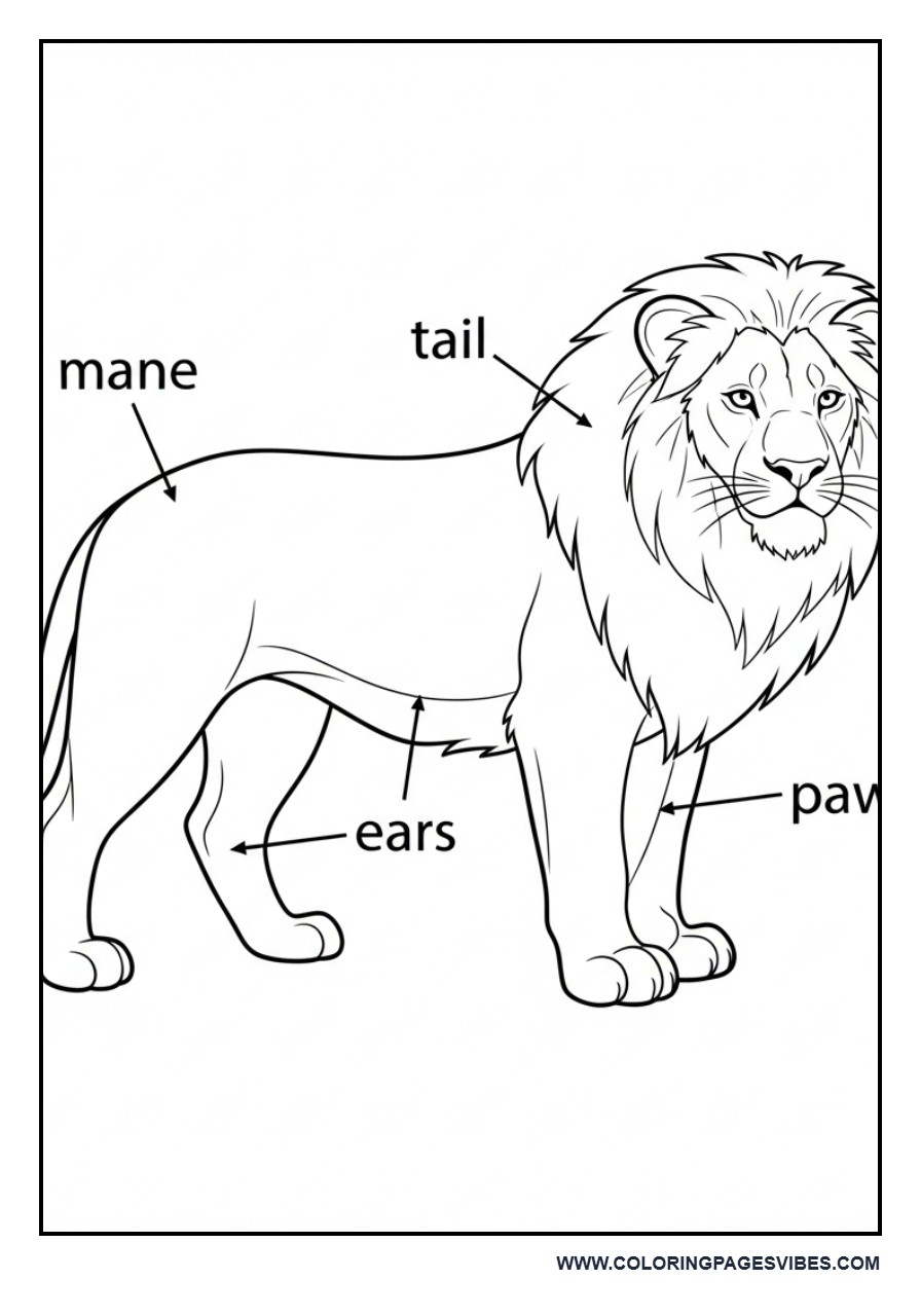 Lion Body Parts Labeled
