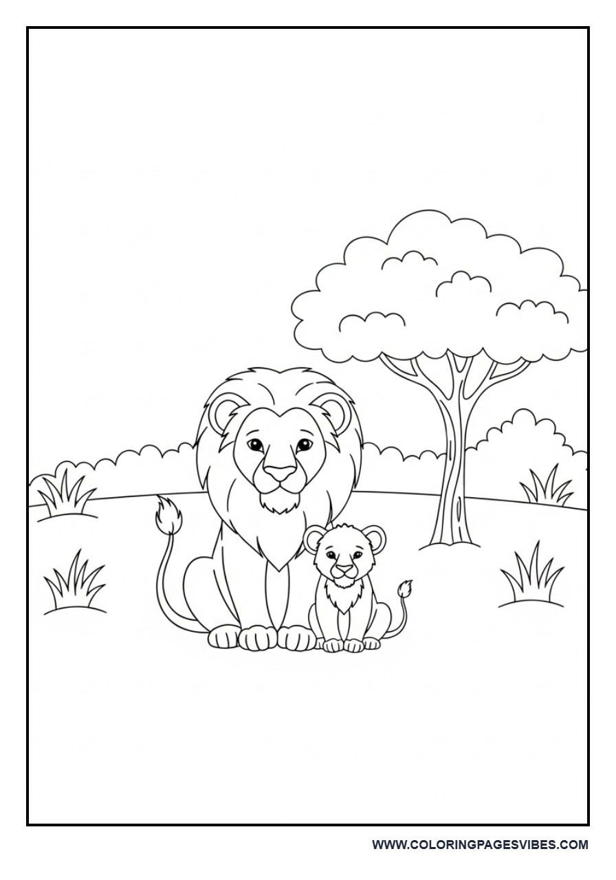 Lion Family Scene