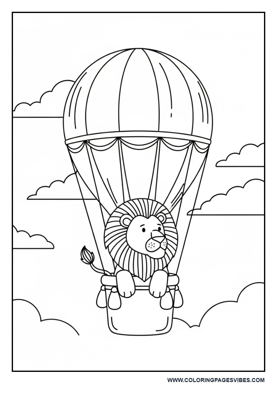 Lion in Hot Air Balloon