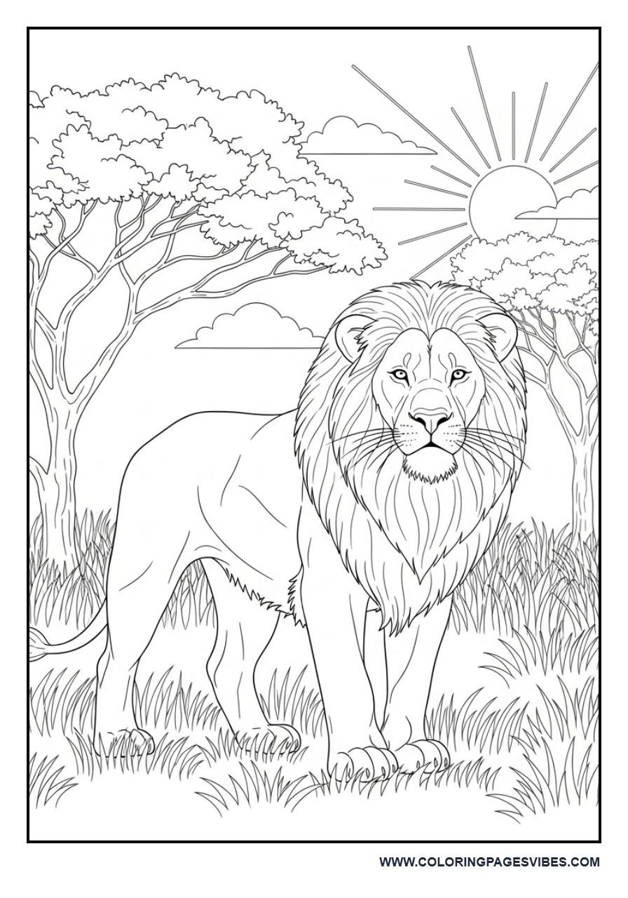 Lion in Savanna Habitat