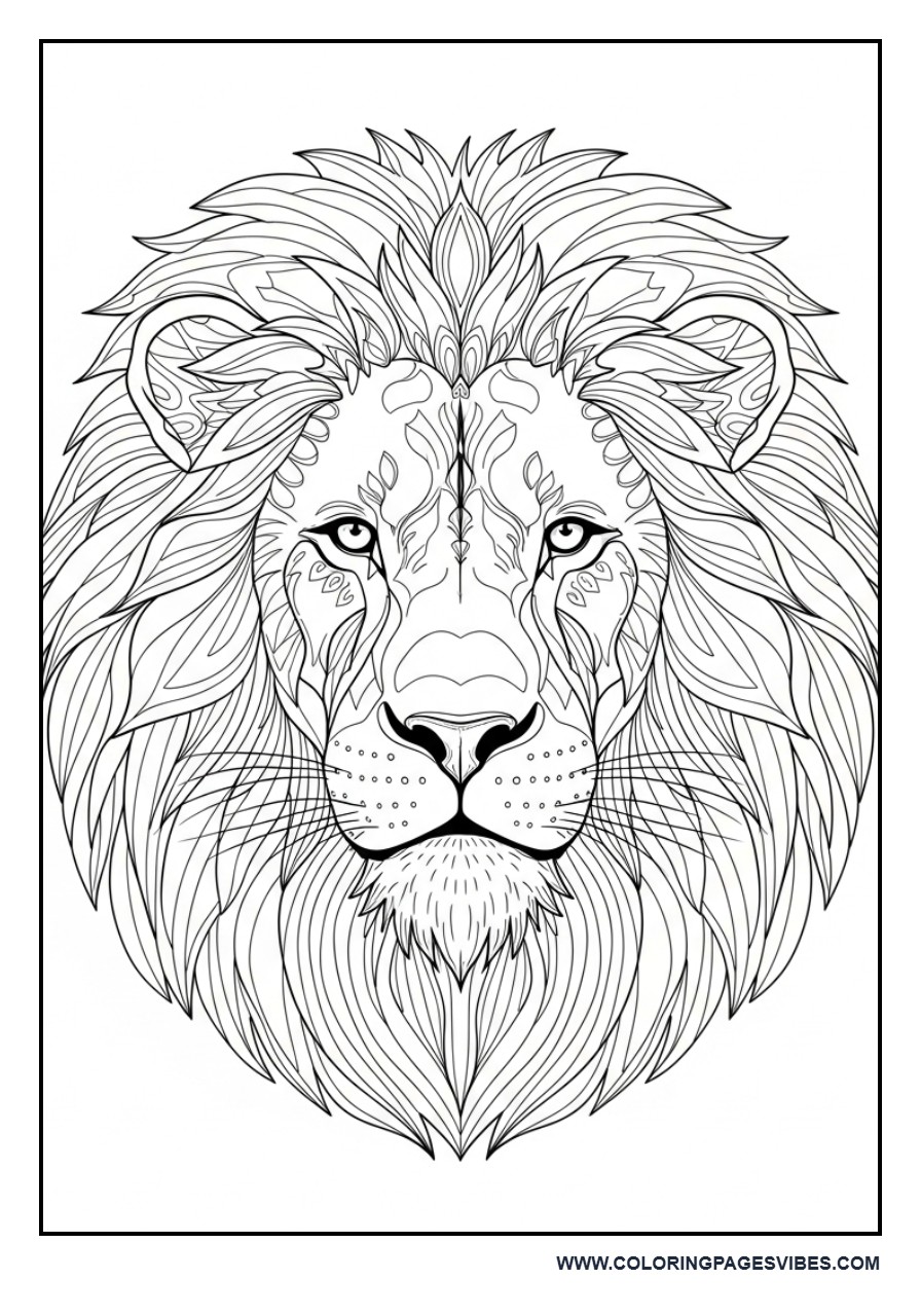 Lion Looking Forward Portrait