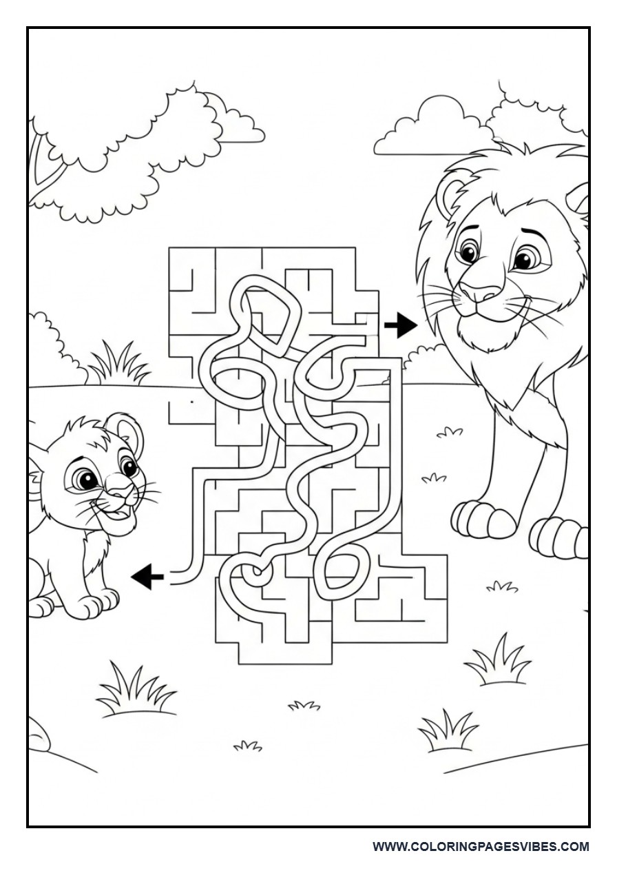 Lion Maze Activity Page