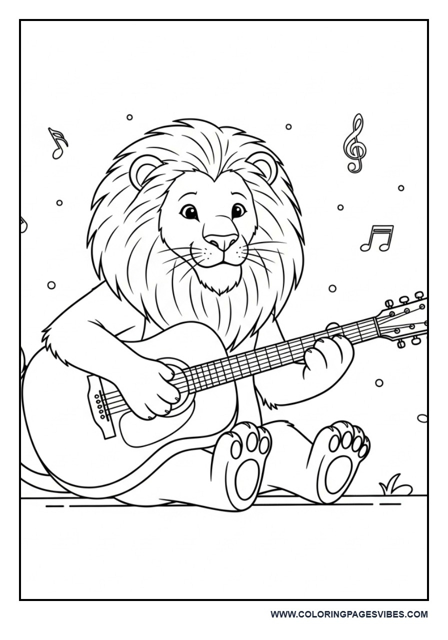 Lion Playing Guitar