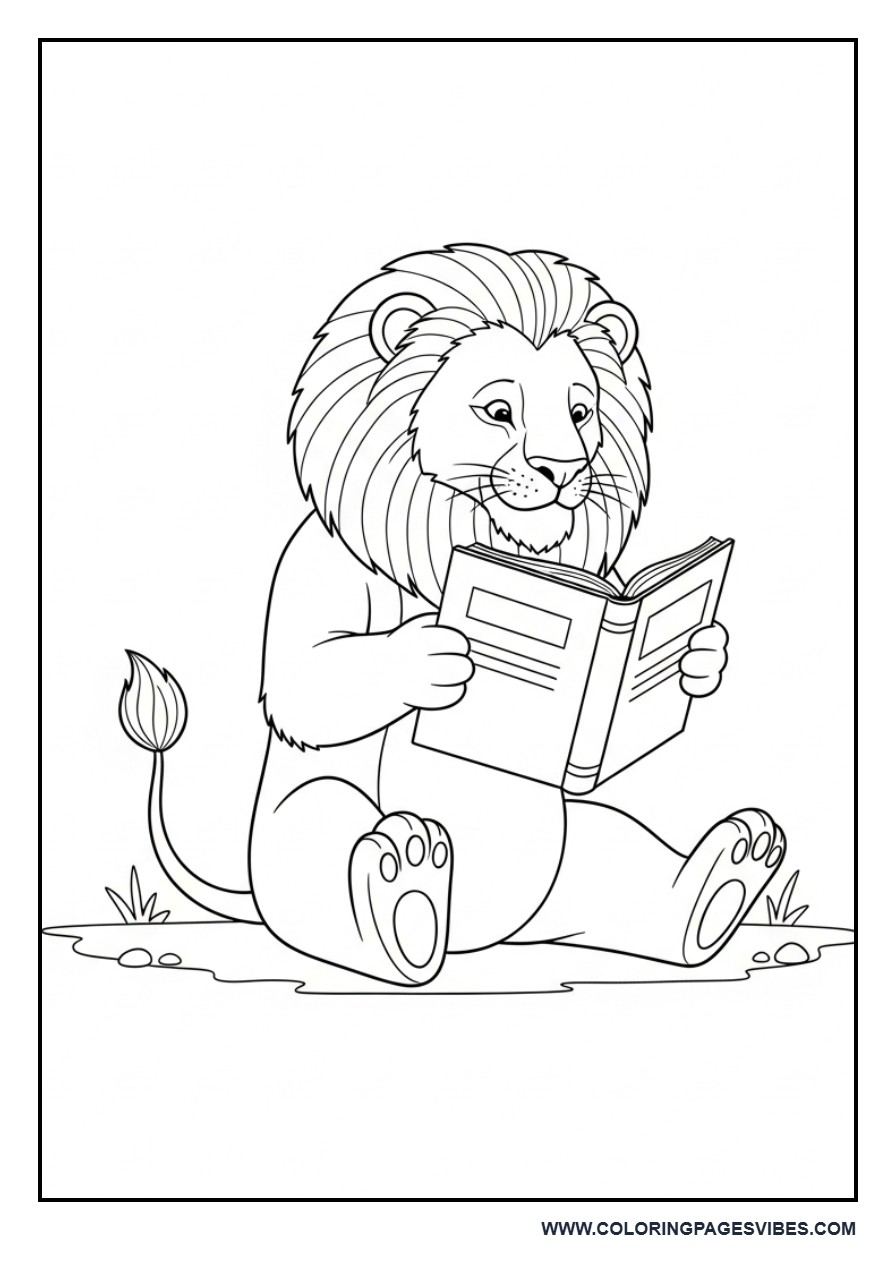 Lion Reading a Book