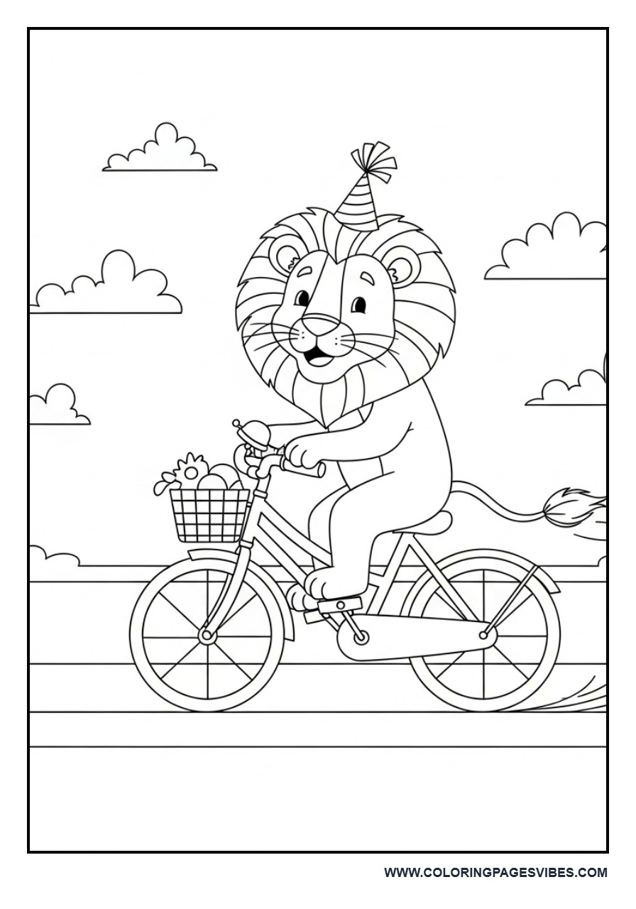 Lion Riding a Bicycle