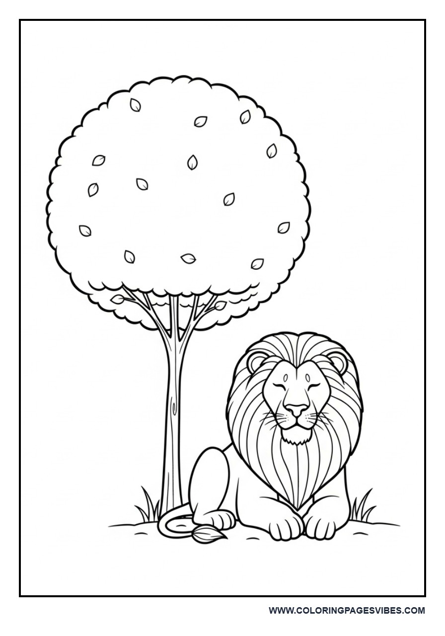 Lion Under a Tree