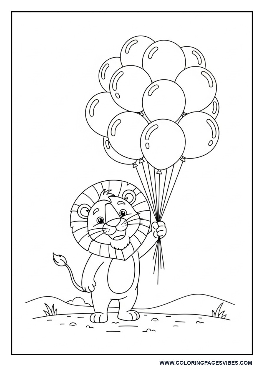 Lion with Balloons