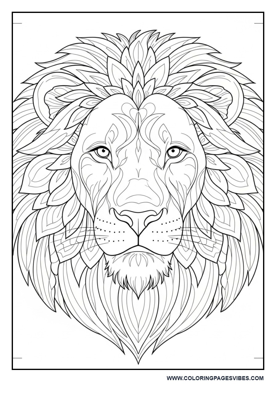 Lion with Floral Mandala Mane
