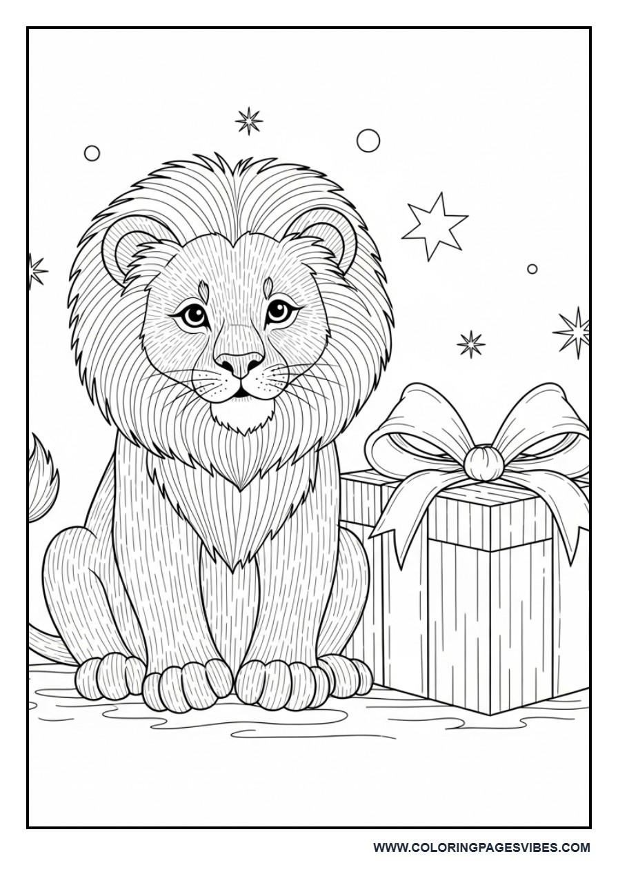 Lion with Gift Box