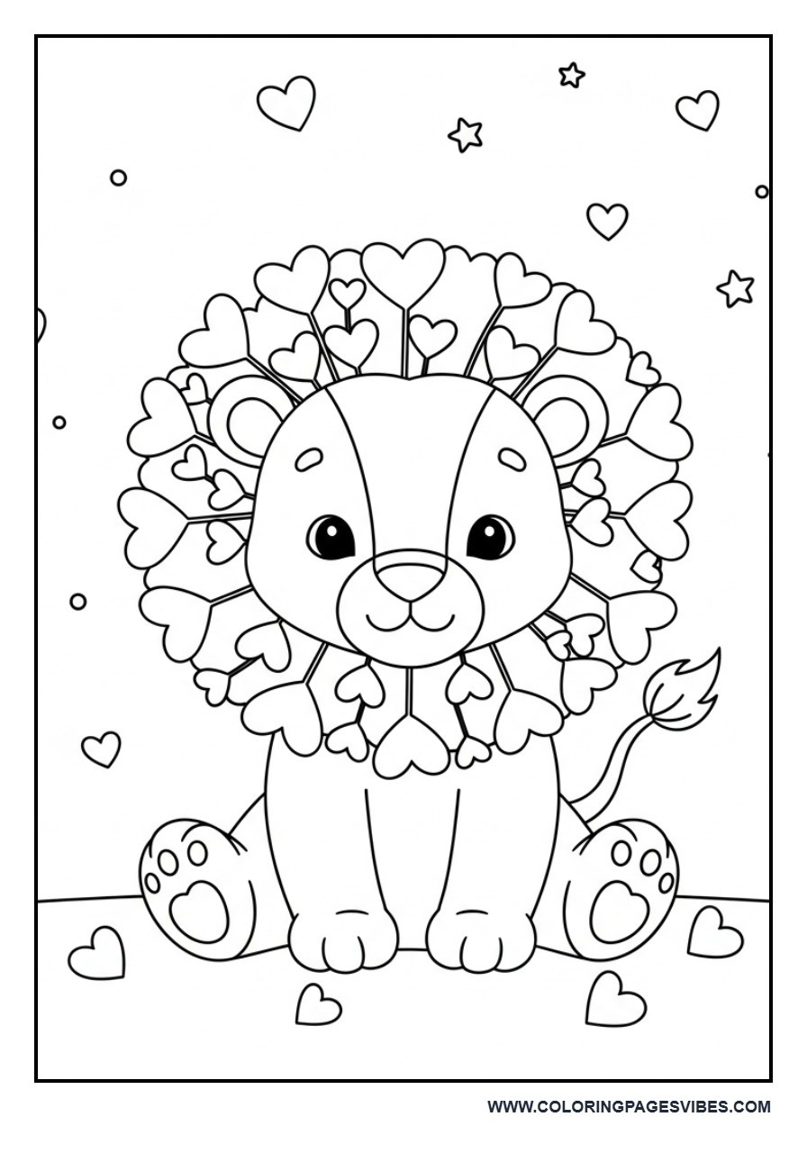Lion with Heart Shapes Mane