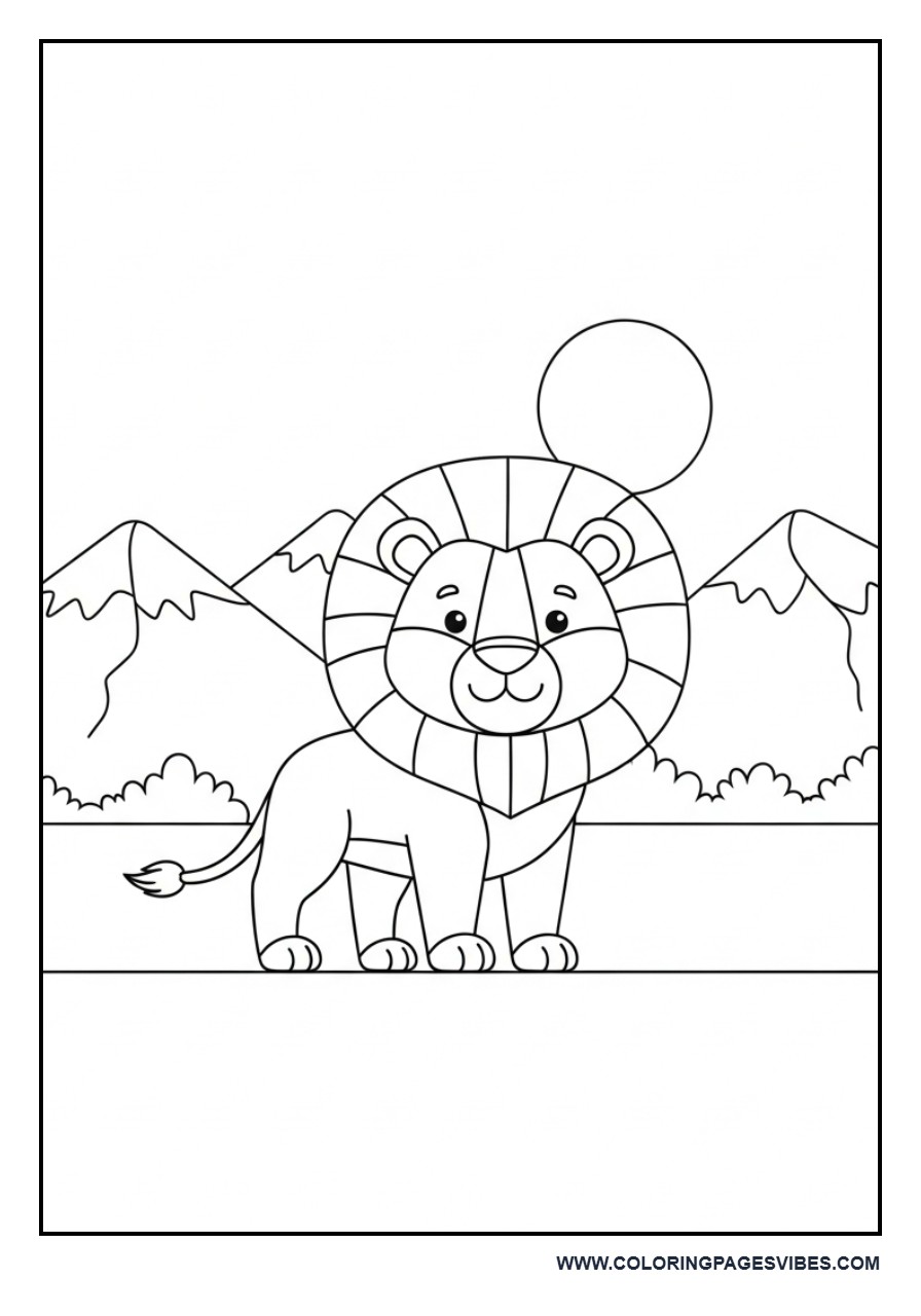 Lion with Mountains Background