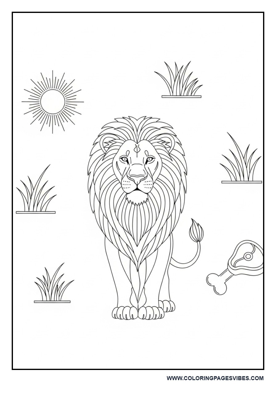 Lion with Simple Facts Icons