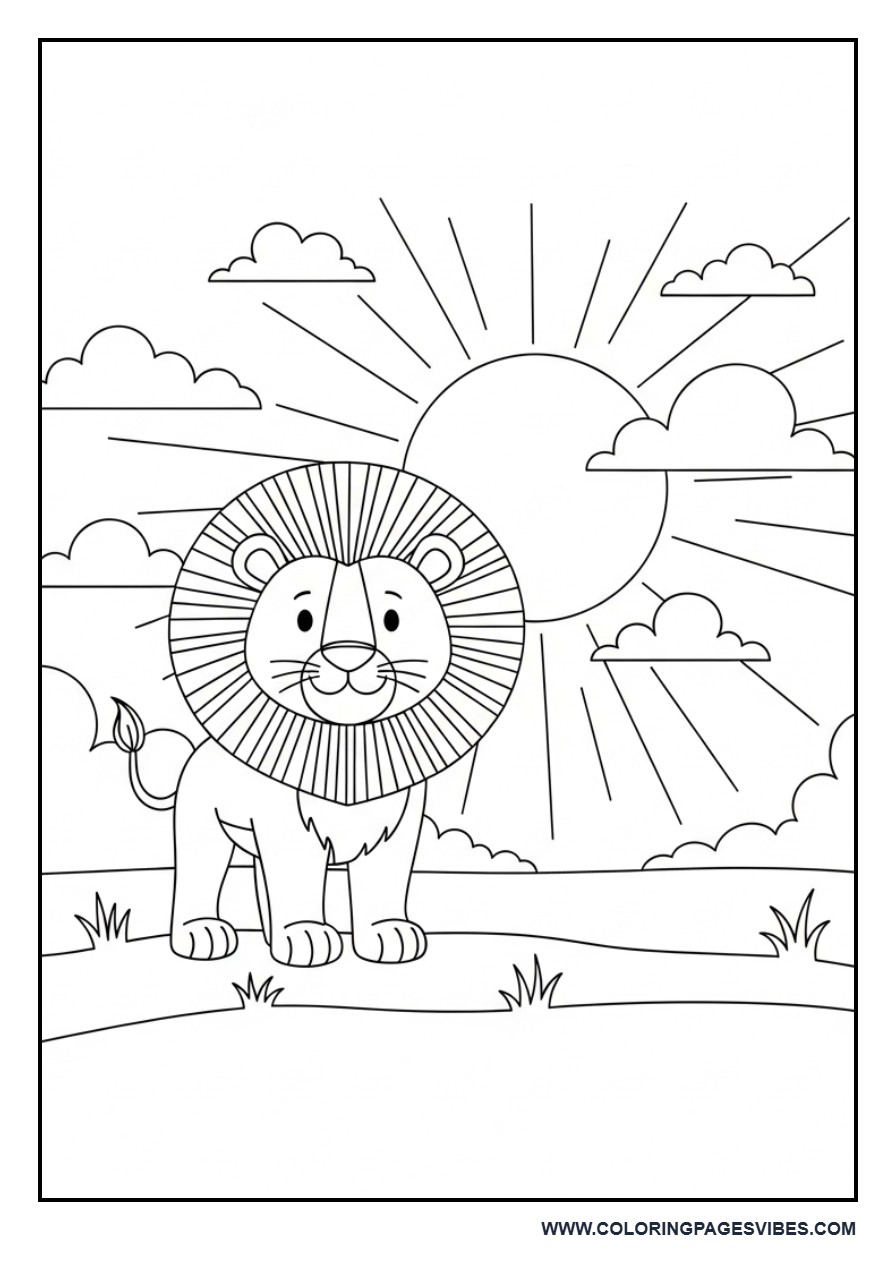 Lion with Sun and Clouds