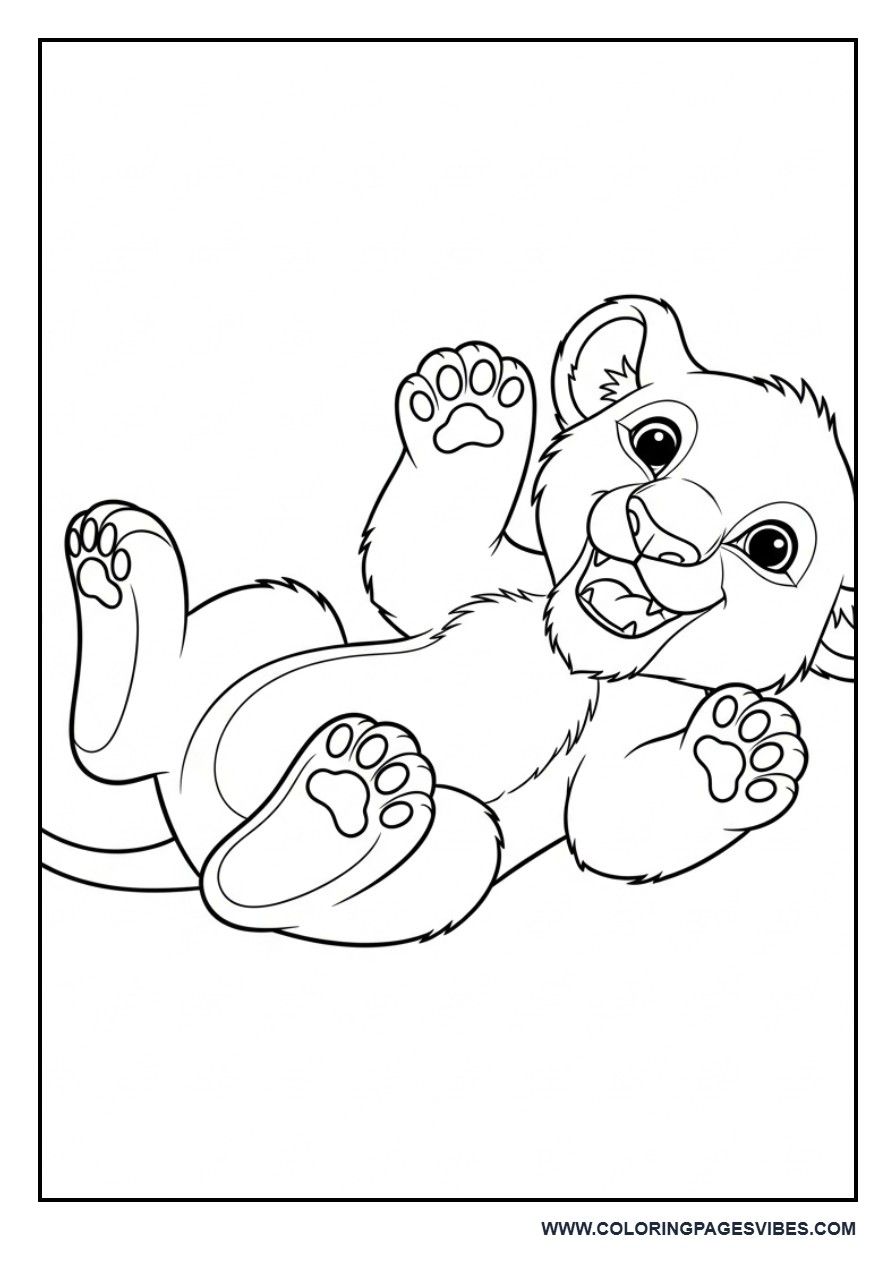 Playful Lion Rolling