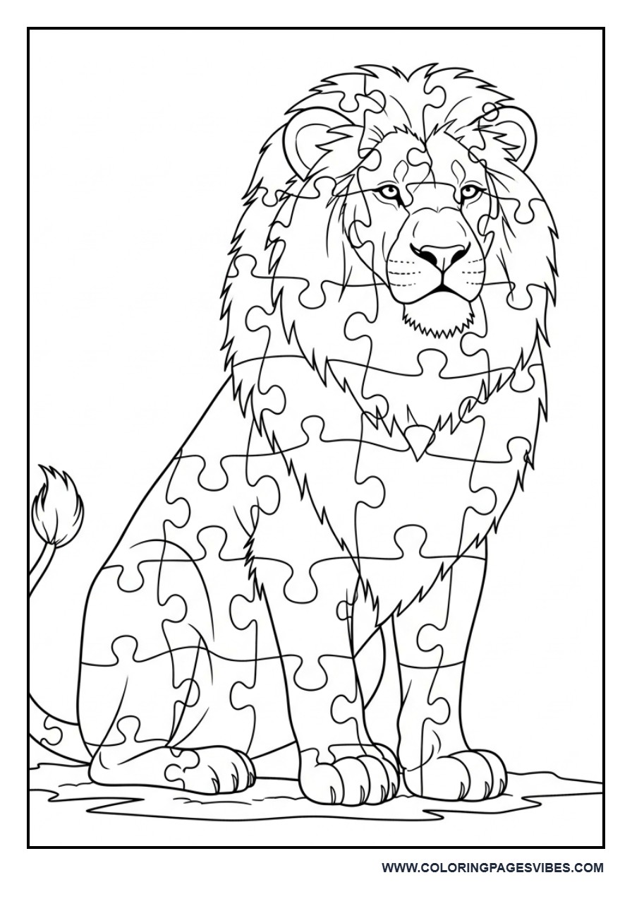 Puzzle Style Lion