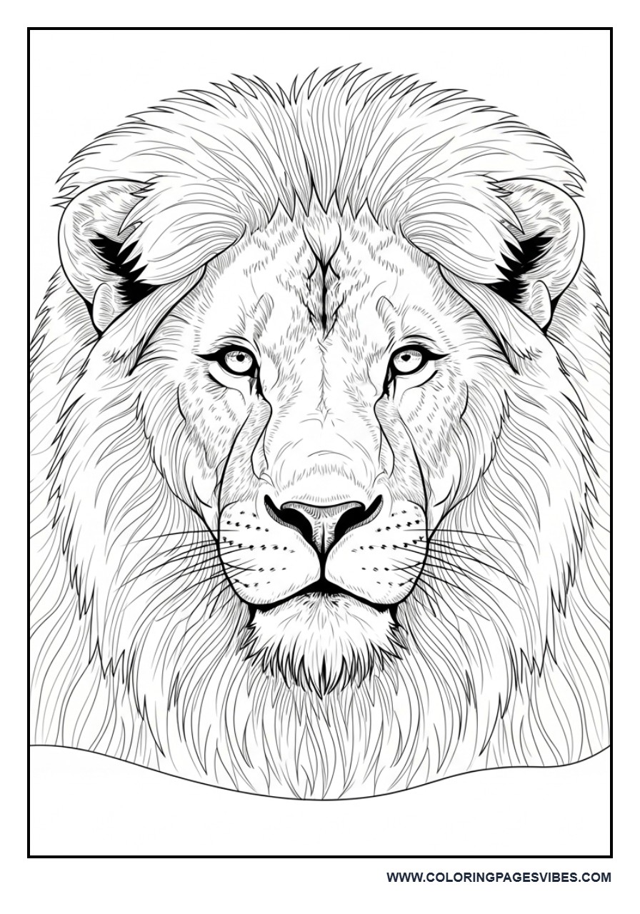 Realistic Lion Face Close-Up