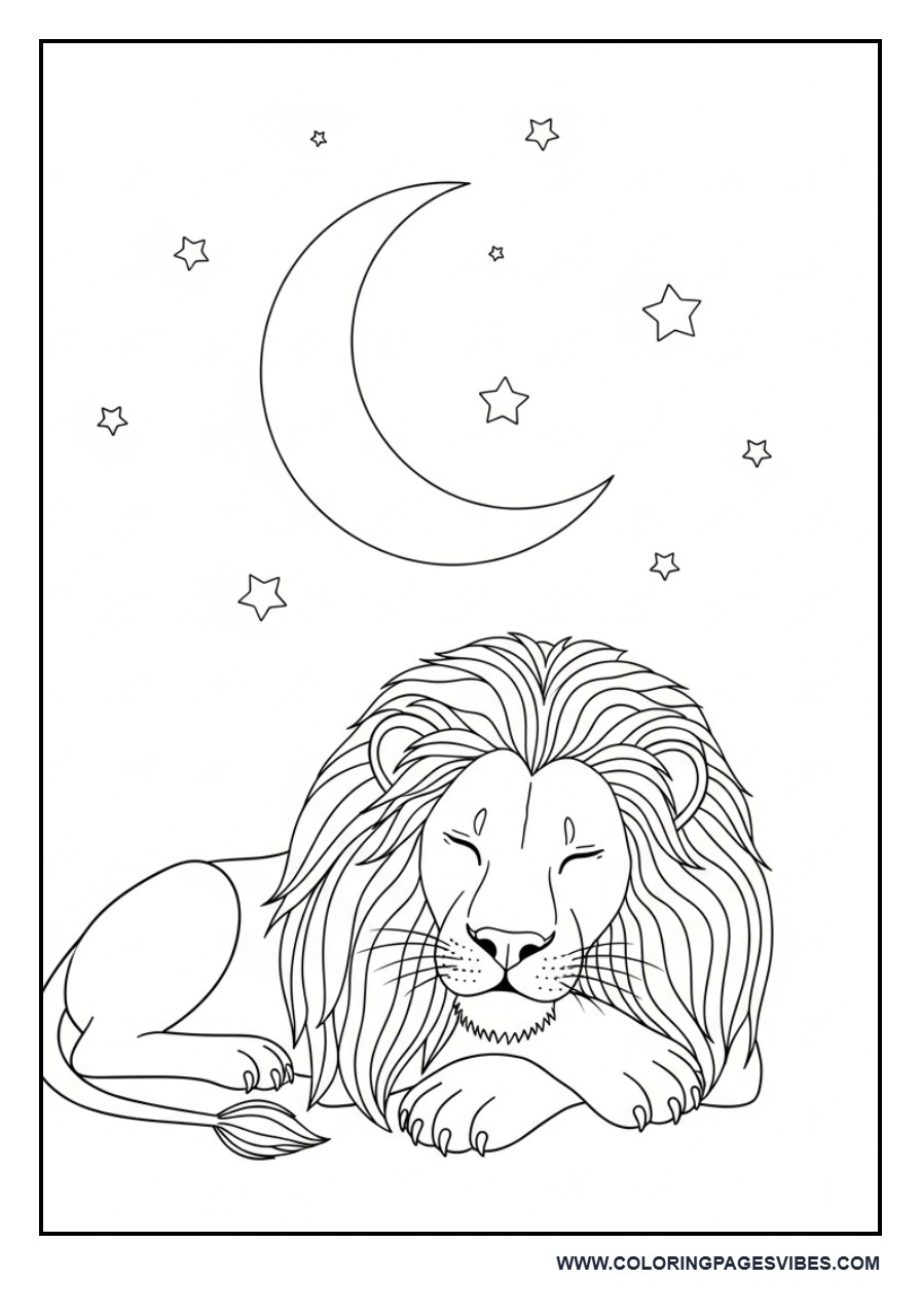 Sleeping Lion with Moon