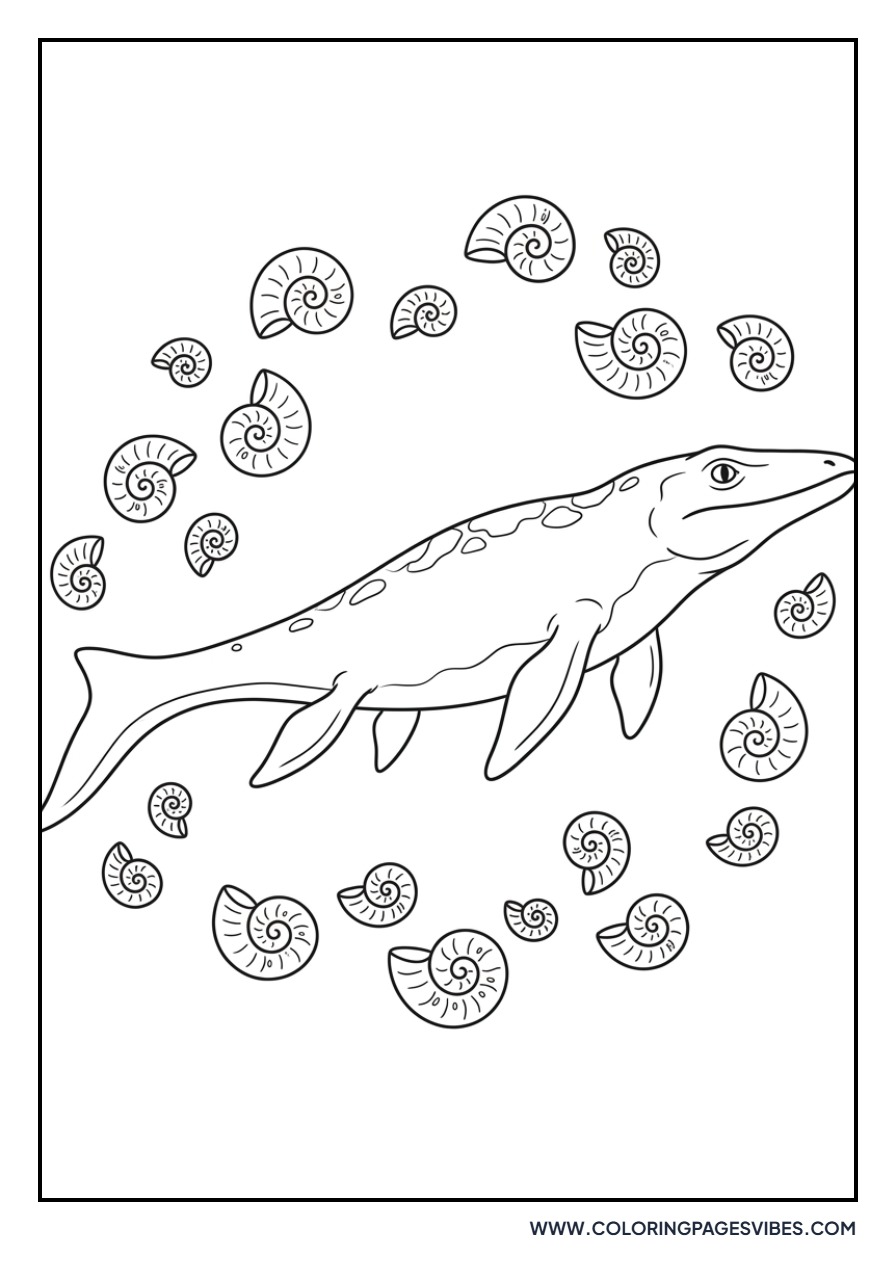Mosasaurus and Ammonites