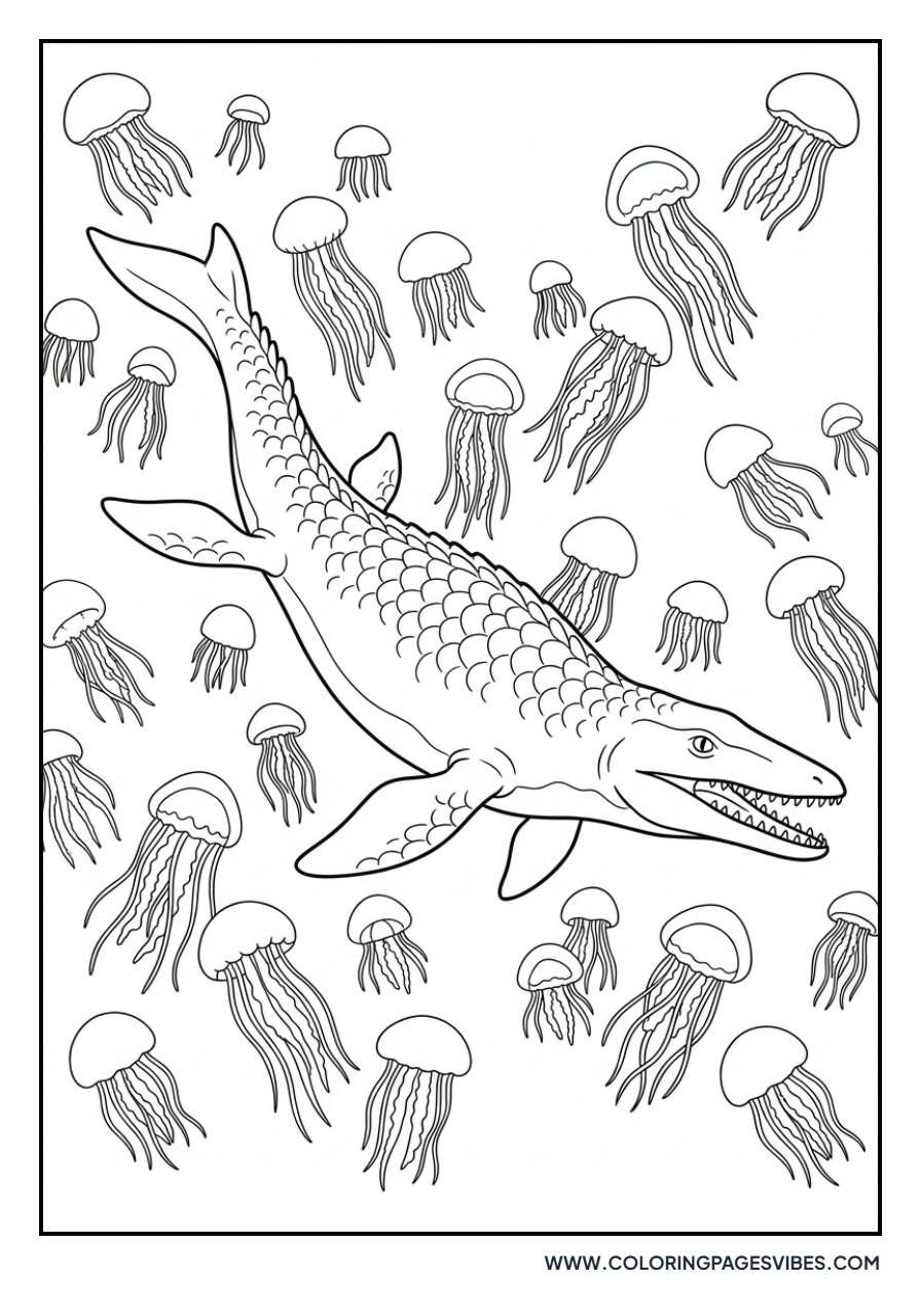 Mosasaurus and Jellyfish