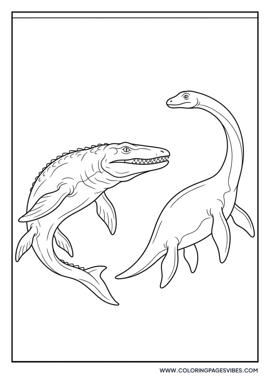 Mosasaurus and Plesiosaur