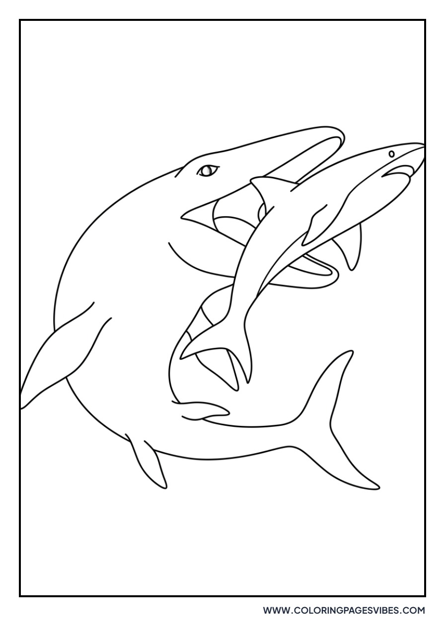 Mosasaurus Eating a Shark