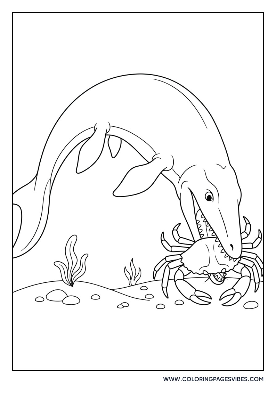 Mosasaurus Eating Crab