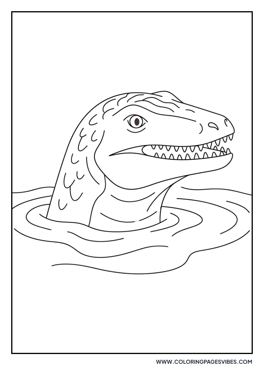 Mosasaurus Head Above Water