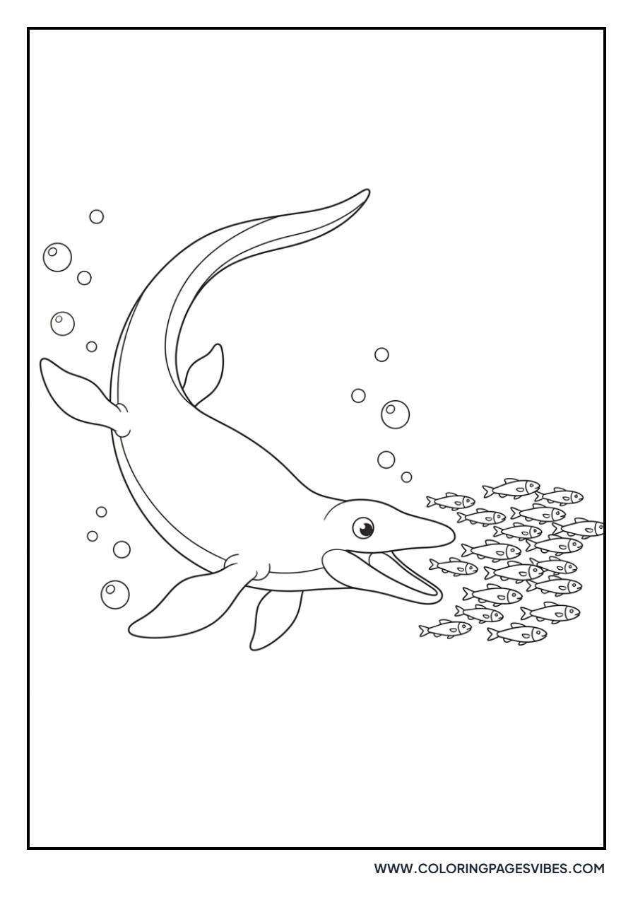 Mosasaurus Hunting Fish