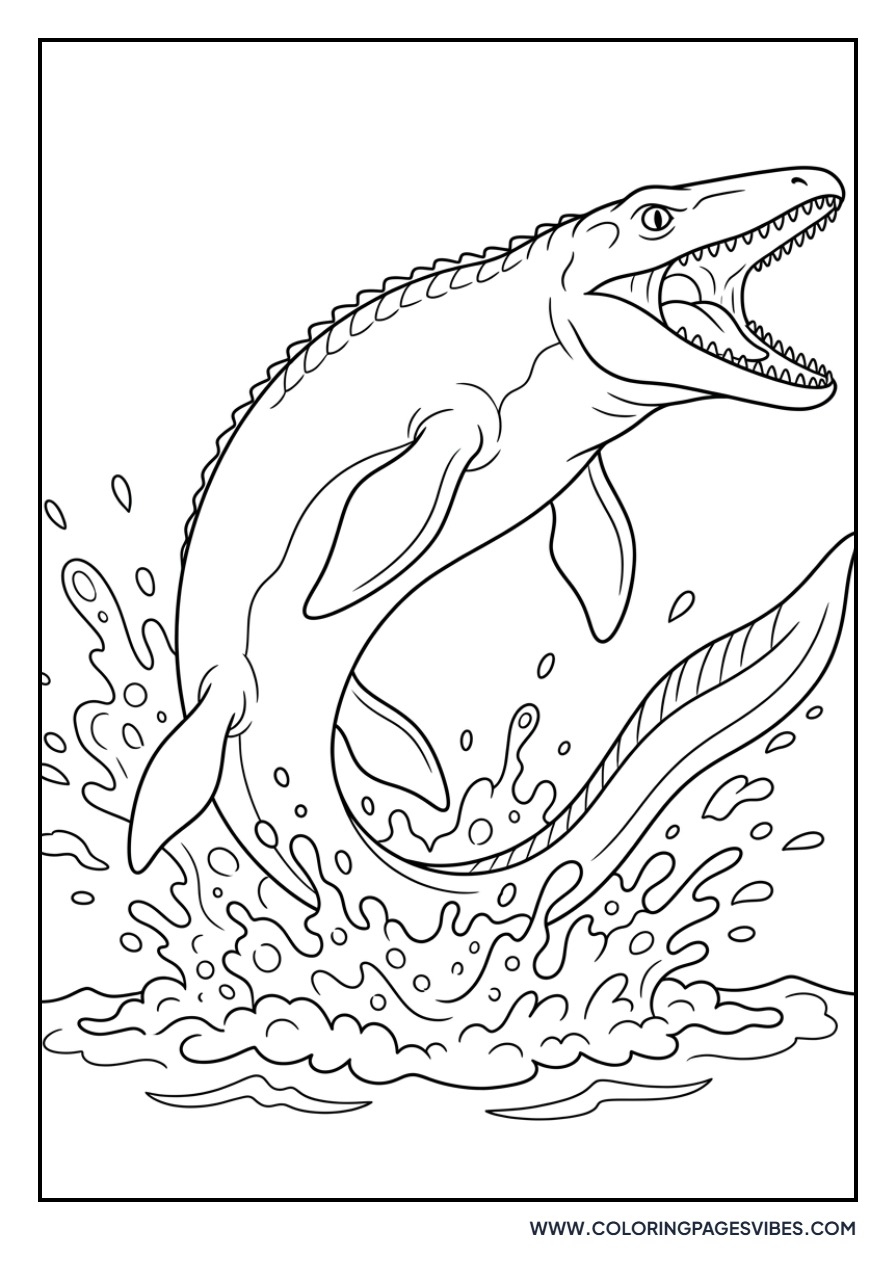 Mosasaurus Leaping from Water