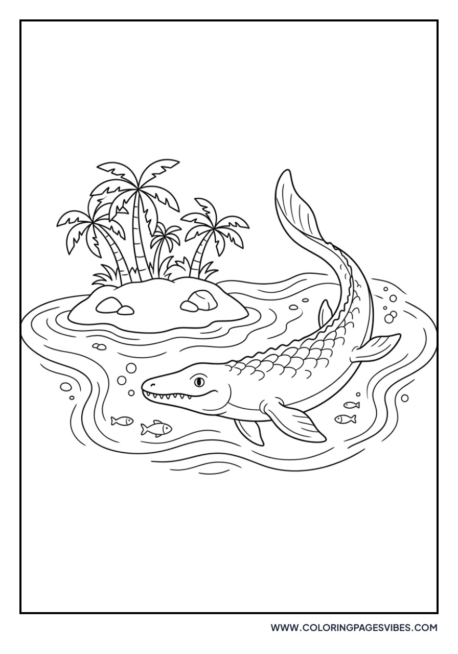 Mosasaurus Near Island