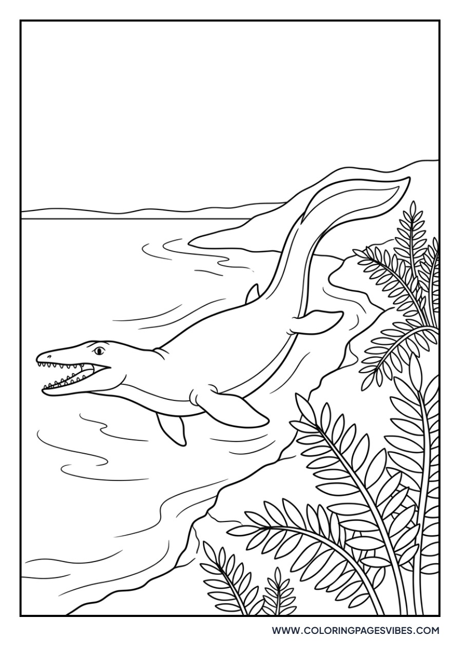 Mosasaurus with Ferns